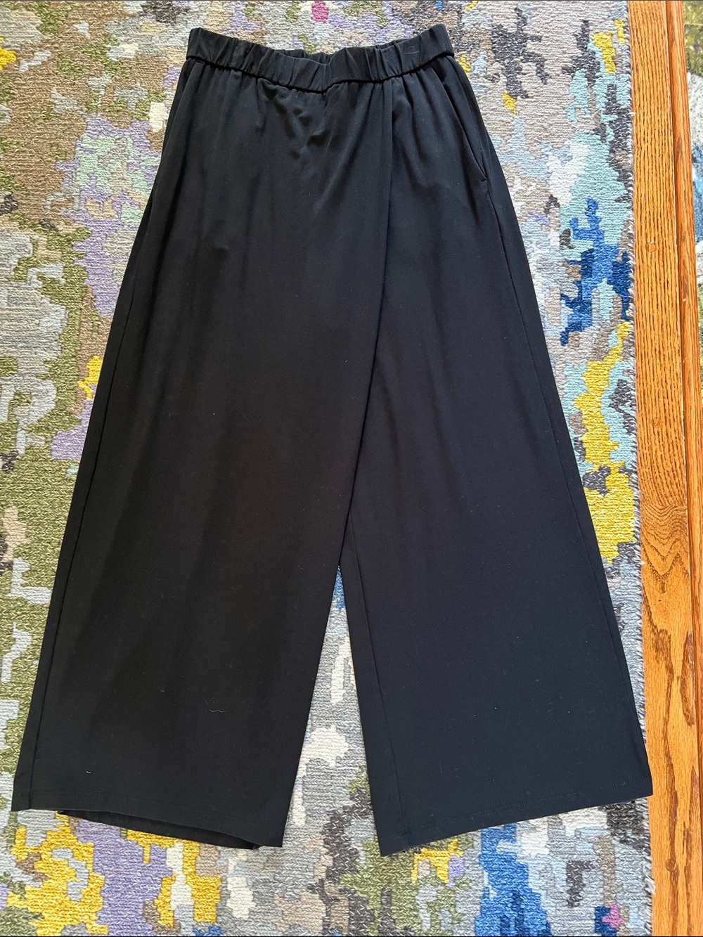 Eileen Fisher Black Wide-Leg Pull-On Pants. Worn Once